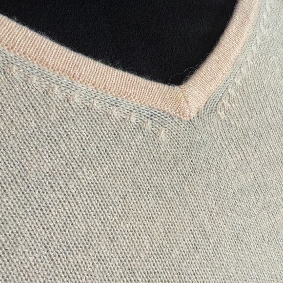 Worthington 100% Cashmere Sweater Women’s Small Blush Peach V-Neck 3/4 Sleeve - Picture 2 of 8